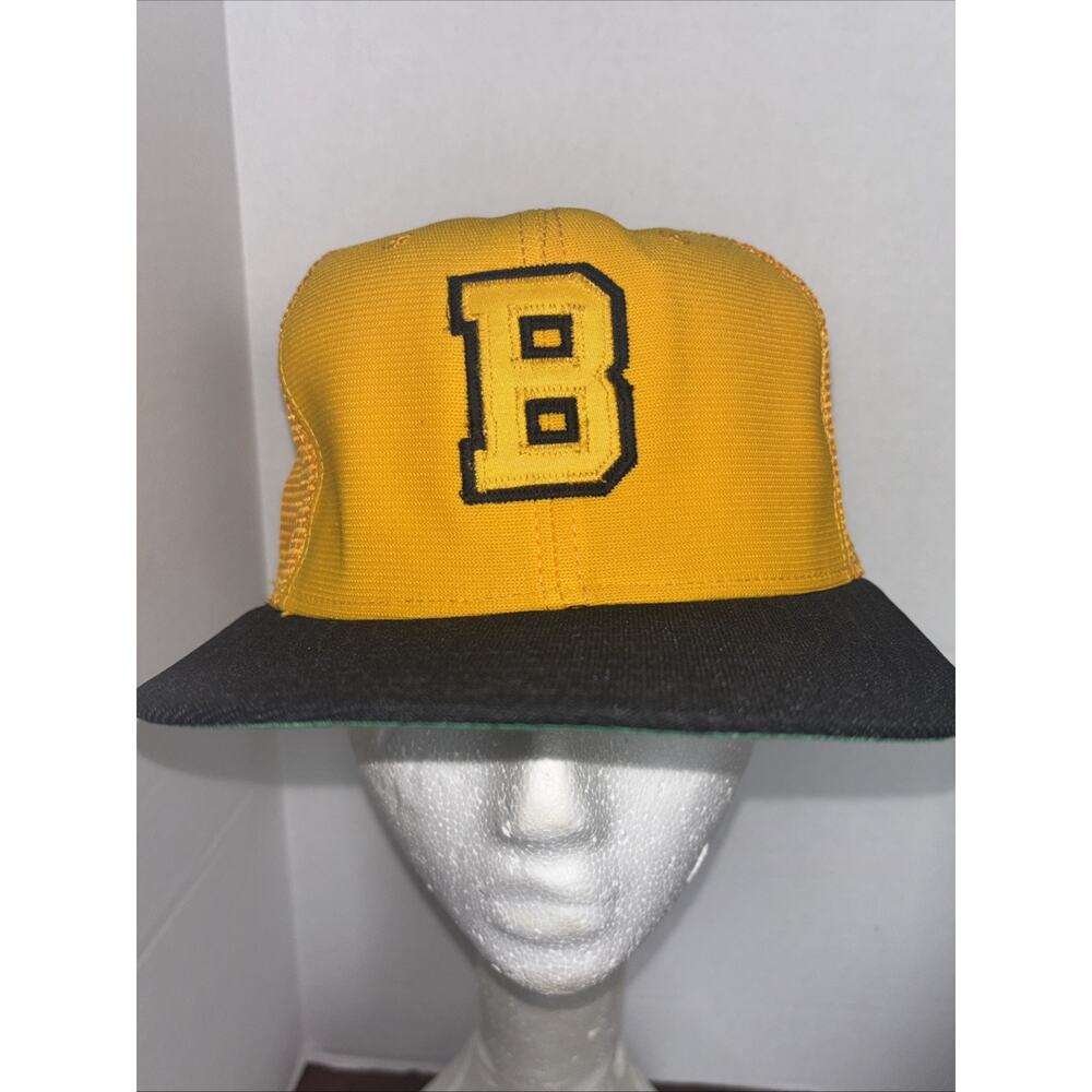 Vtg Rare Trucker Boston Bruins NHL snapback Hat Cap Hockey USA M-L Pro Dupont